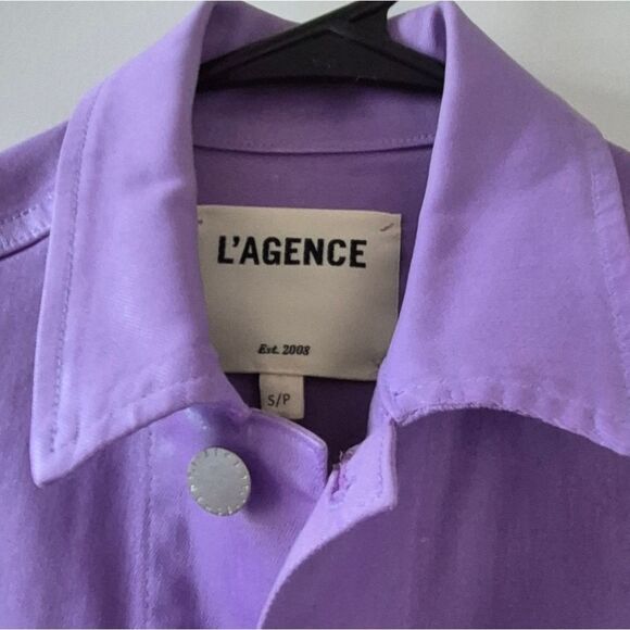 L'AGENCE Janelle Coated Denim Jacket Orchid Coated  Small - Picture 7 of 8